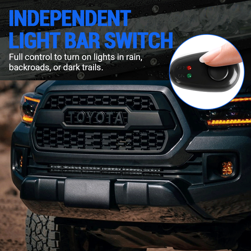 LED light bar for 2016-2023 Toyota Tacoma, includes wiring harness and custom brackets for easy install