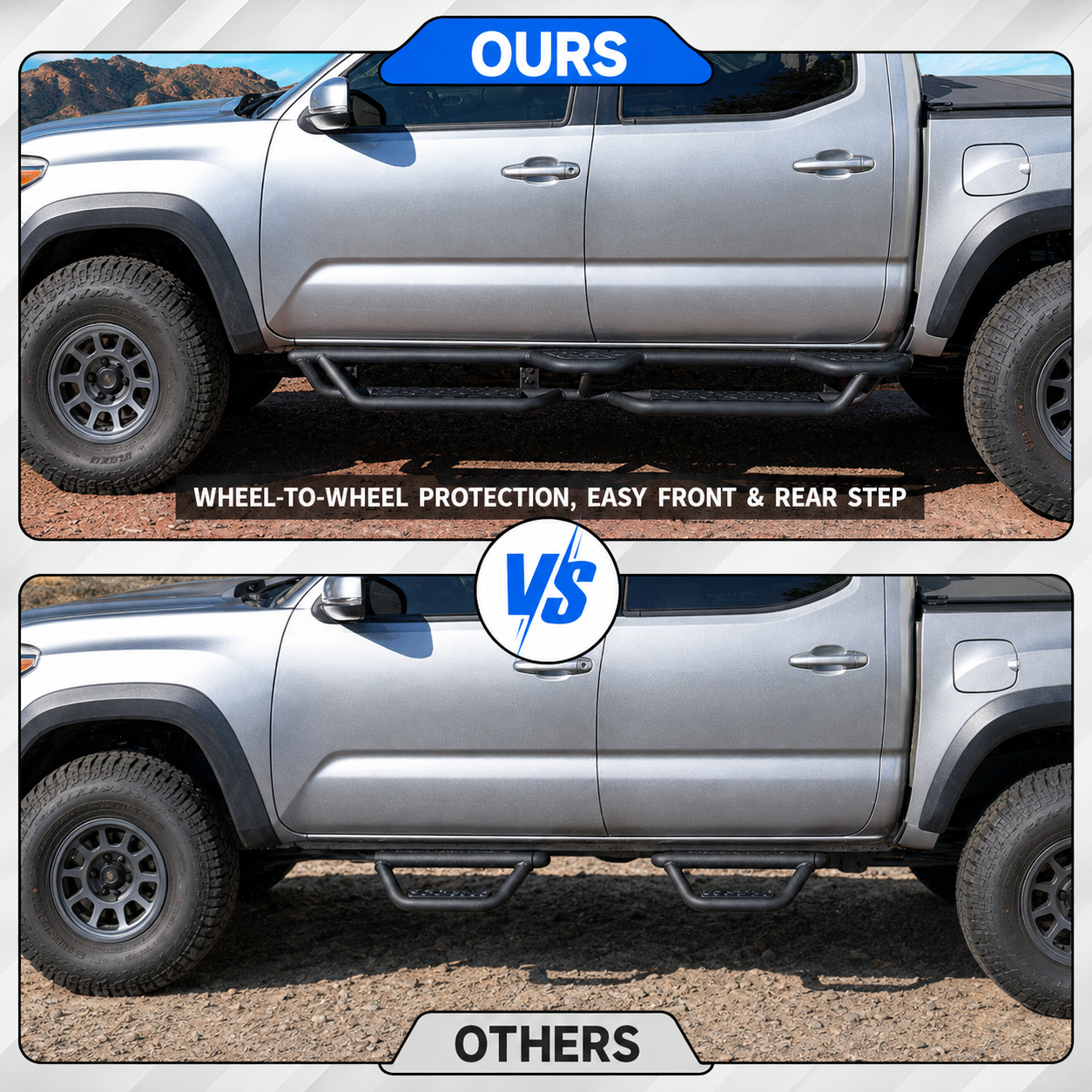 6.5" Dual-Step Running Boards for 2005–2023 Toyota Tacoma Double Cab