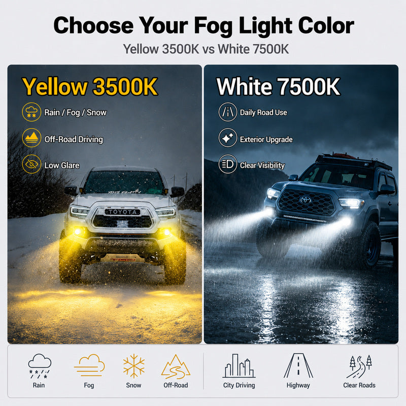 2016–2023 Toyota Tacoma Yellow/White LED Fog Light Kits | Plug & Play