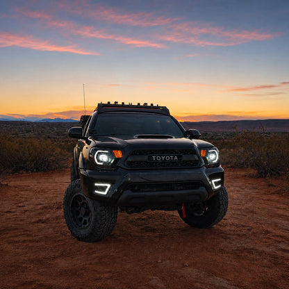 LED Fog Light Bezel Assemblies with DRL & Amber Sequential Turn Signals for 2012–2015 Toyota Tacoma