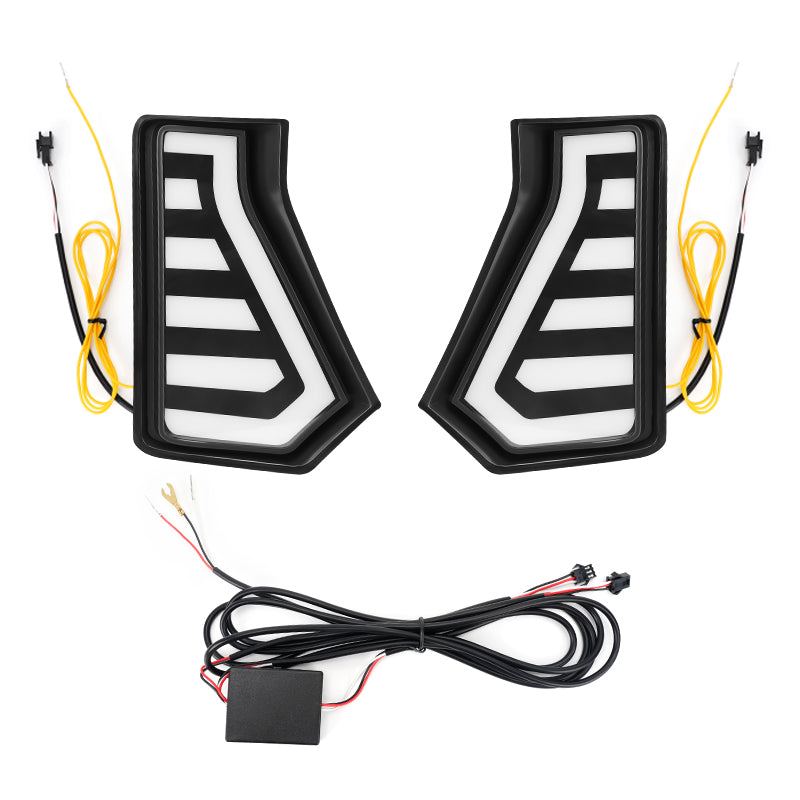 Complete LED fog light kit for Toyota Tacoma with wiring harness and accessories