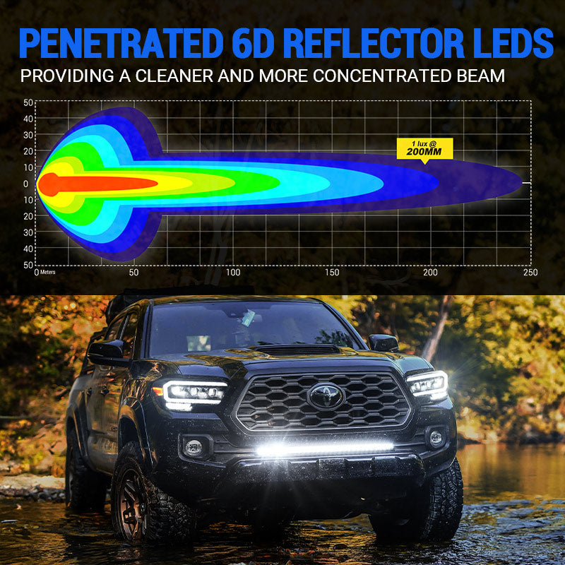 High intensity 32 inch LED light bar for Tacoma 2016-2023, provides ultra-bright off-road illumination and long-distance visibility