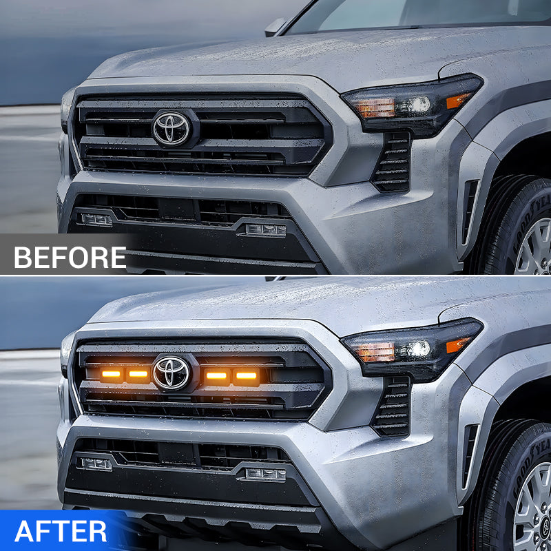 4pcs amber grill raptor lights kit for 2024–2026 Toyota Tacoma SR5 SR front grille lighting upgrade