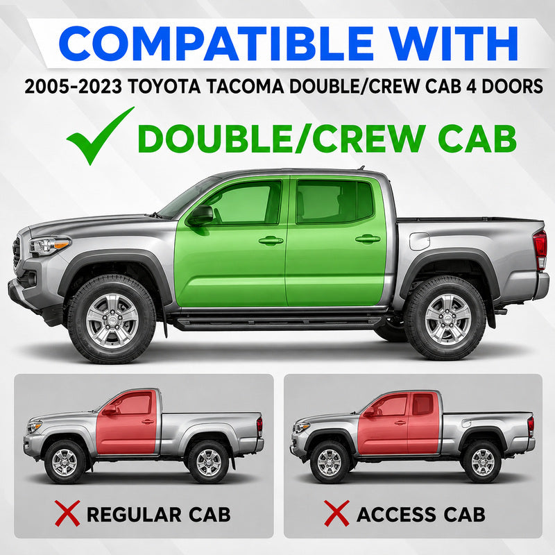 6.5" Dual-Step Running Boards for 2005–2023 Toyota Tacoma Double Cab