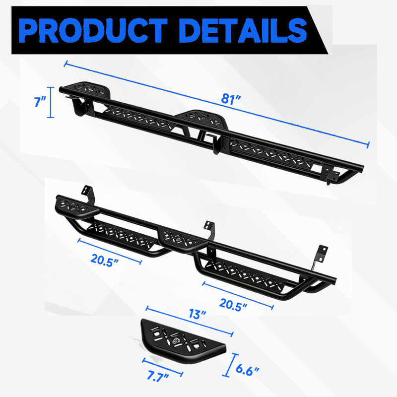 6.5" Dual-Step Running Boards for 2005–2023 Toyota Tacoma Double Cab