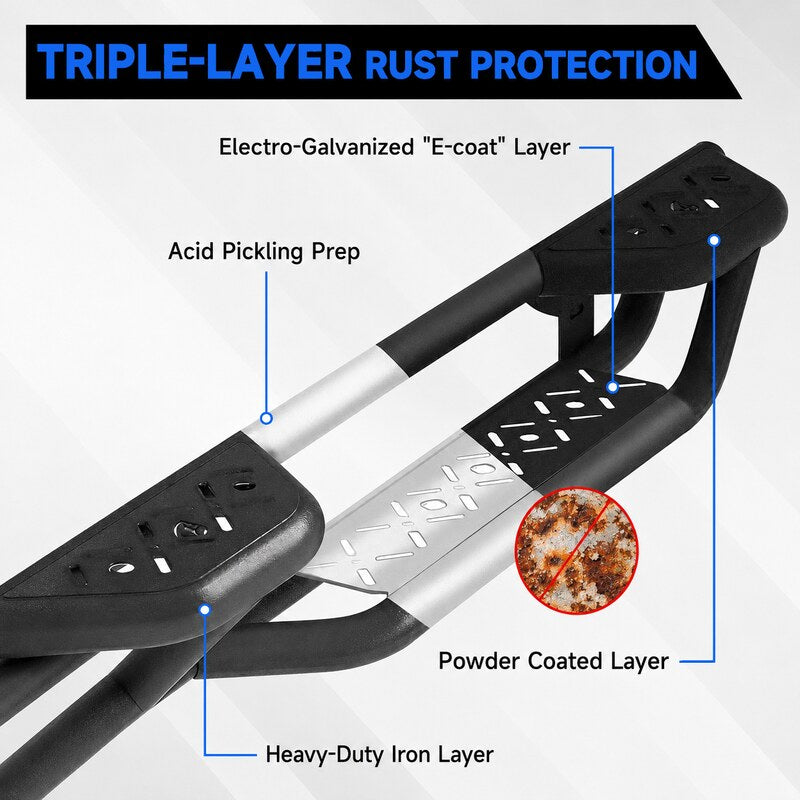 6.5" Dual-Step Running Boards for 2005–2023 Toyota Tacoma Double Cab
