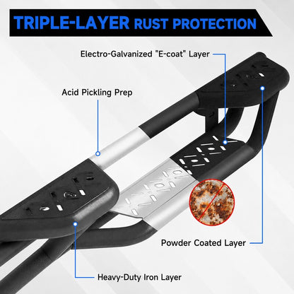 6.5" Dual-Step Running Boards for 2005–2023 Toyota Tacoma Double Cab