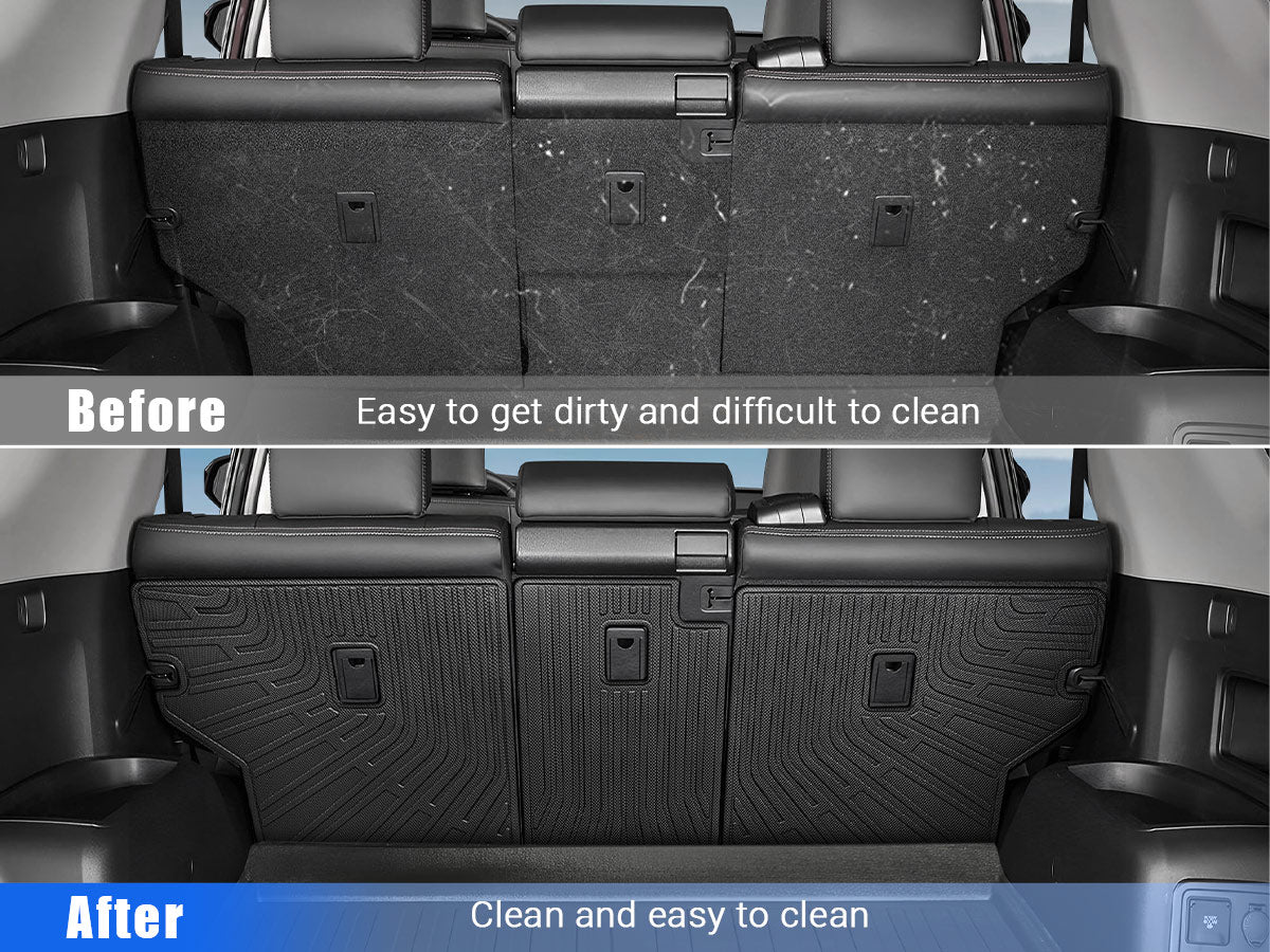 Rear seat back protectors shielding Toyota 4Runner cargo area from dirt, spills, pet claws, and scratches.
