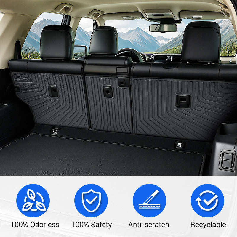 Toyota 4Runner rear seat back protectors for pets, camping, and cargo, waterproof TPE covers for 2013-2024 5-seater SUV models.