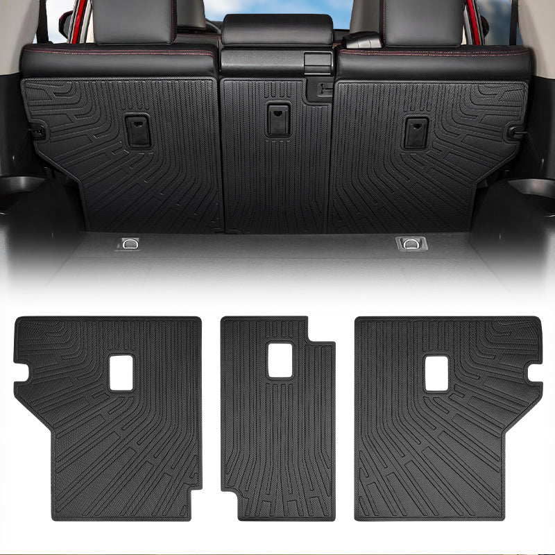 TPE rear seat back protectors for 2013-2024 Toyota 4Runner 5-seater, gas and hybrid, waterproof and scratch-resistant cargo covers.