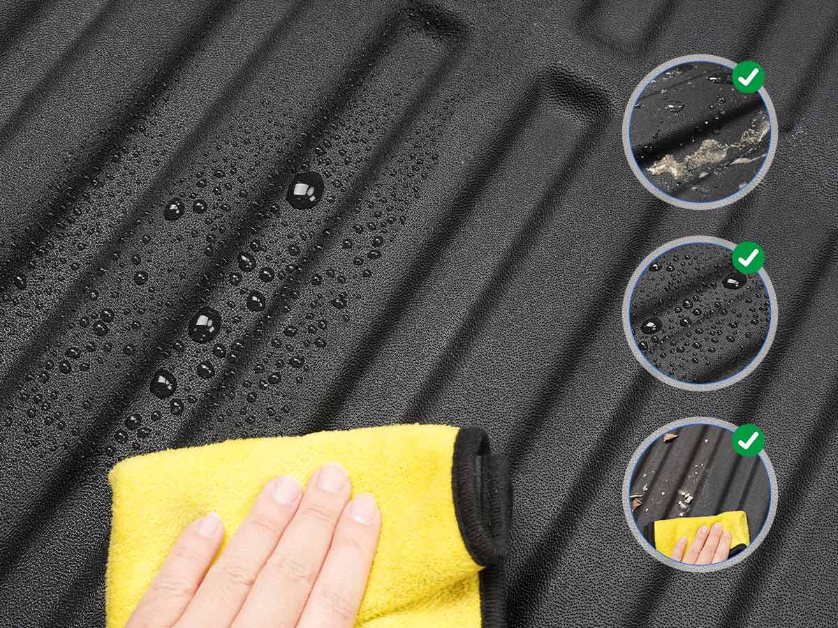 Easy to clean Tacoma truck bed mat – simply hose off dirt, mud, or spills for quick maintenance.