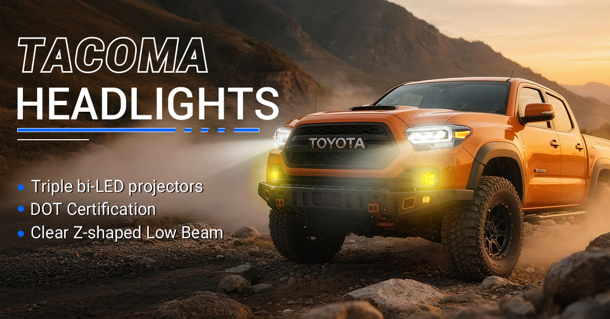 Toyota Tacoma LED Headlights Upgrade with DRL and Sequential Turn Signals for 2016-2023 models, stylish and bright aftermarket lighting.