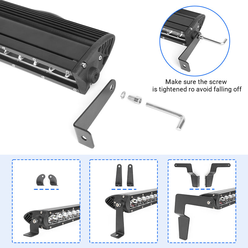 32 inch LED hidden light bar for 2016-2023 Toyota Tacoma with 3 mounting bracket options, easy installation behind grille or bumper