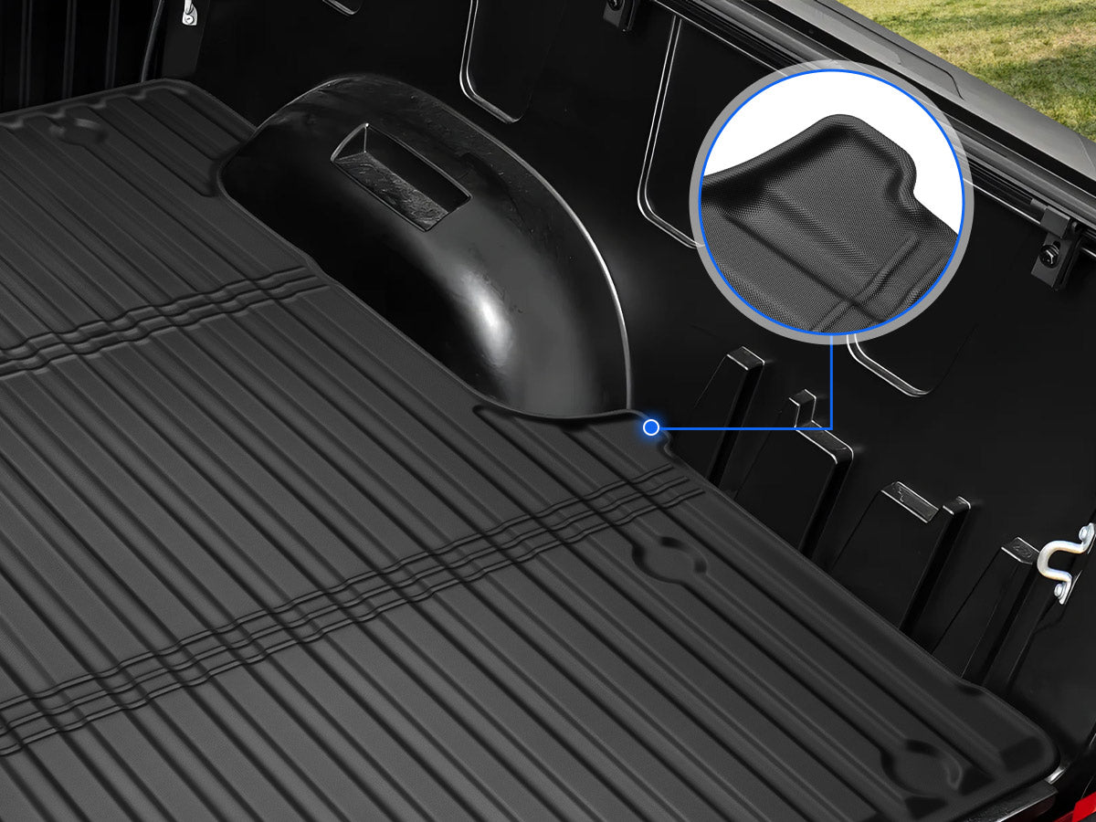 3D raised edge design on Toyota Tundra 2022-2025 5FT bed mat prevents dirt and spills from seeping underneath.