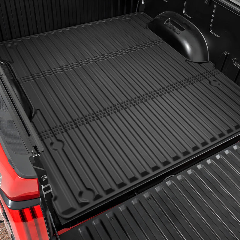 Easy drop-in installation of Toyota Tundra 2022-2025 5FT rubber truck bed liner with no tools required.