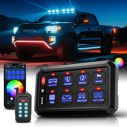 4 Control Modes Universal 8 Gang RGB Switch Panel for Off-Road & Jeep