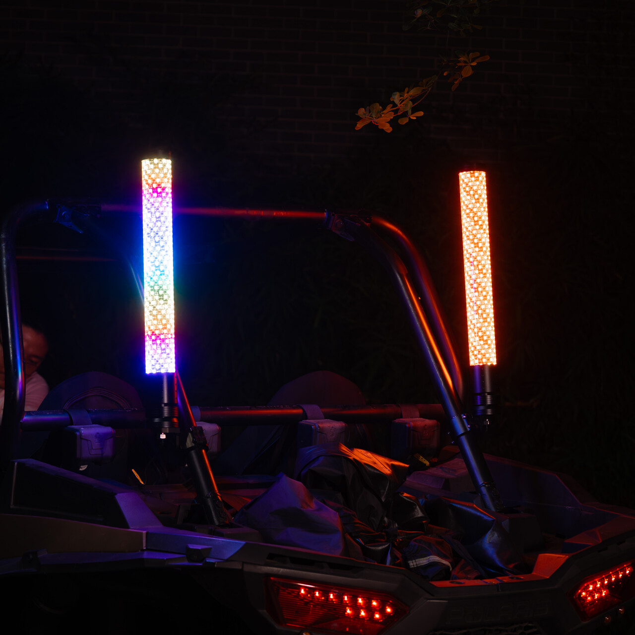 RGB-W Fat Whip Lights with Brake & Turn Signal Universal | 1 Pair