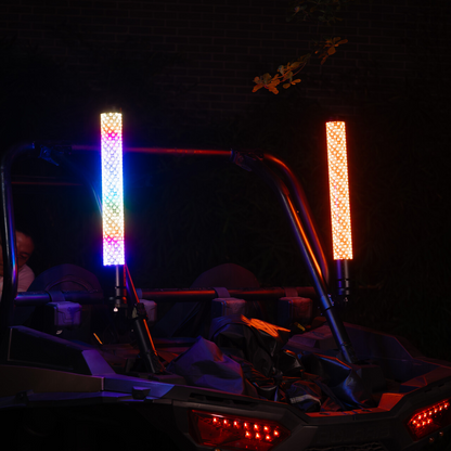 RGB-W Fat Whip Lights with Brake & Turn Signal Universal | 1 Pair