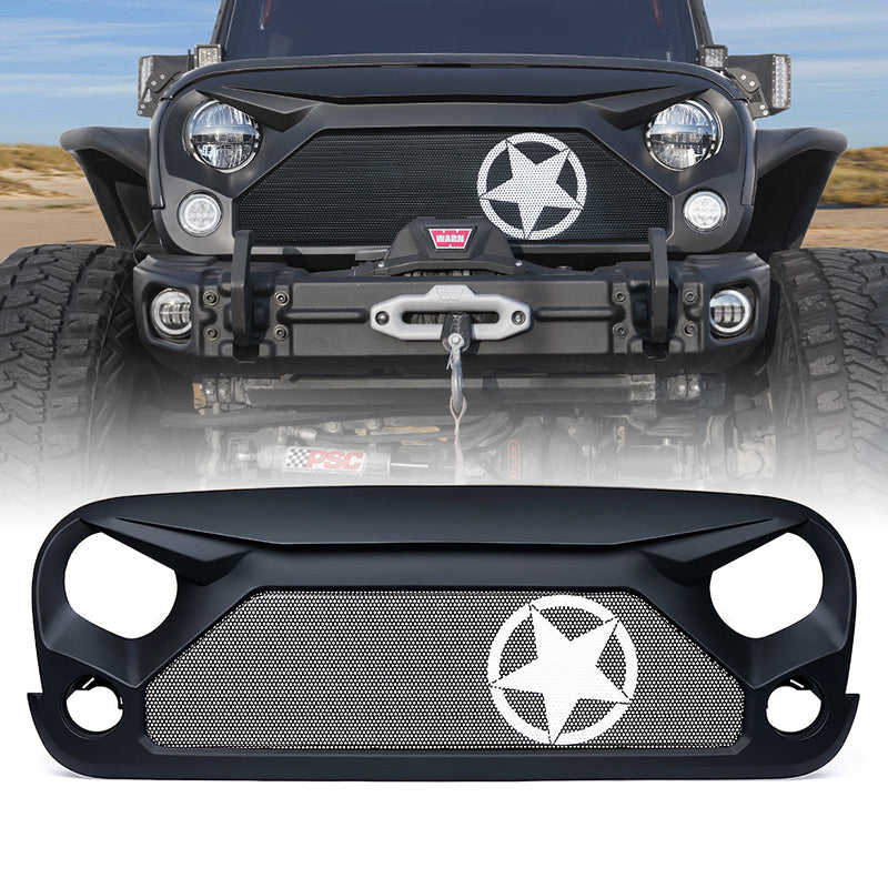 USA ONLY Replacement Grill with Steel Mesh for 2007-2018 Jeep Wrangler JK