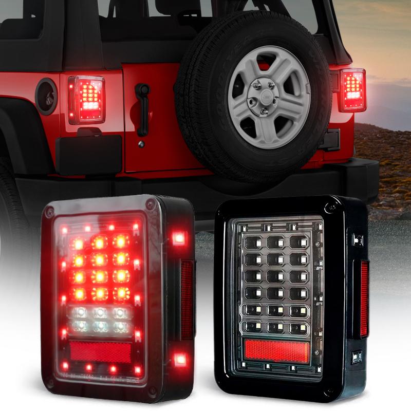 7 LED Headlight with Halo DRL and Turn Signal Lights & Clear Tail Light Combo