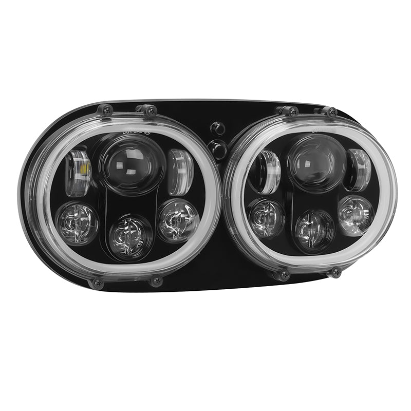 100W Dual LED Headlight Assembly w/Angel Eyes For 2004-2013 Road Glide