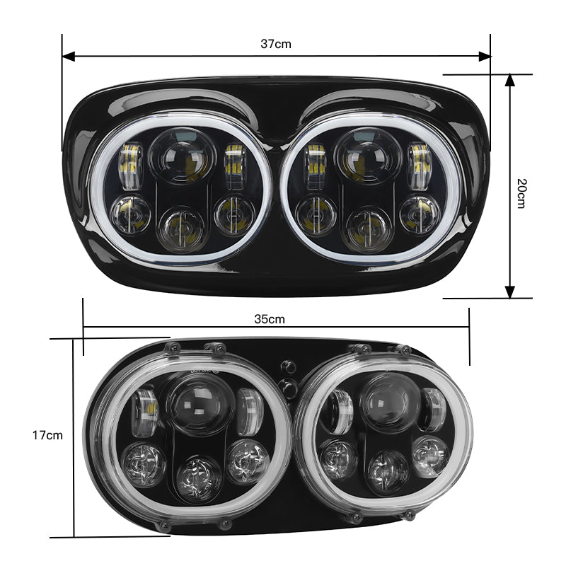 100W Dual LED Headlight Assembly w/Angel Eyes For 2004-2013 Road Glide
