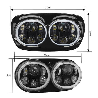 100W Dual LED Headlight Assembly w/Angel Eyes For 2004-2013 Road Glide