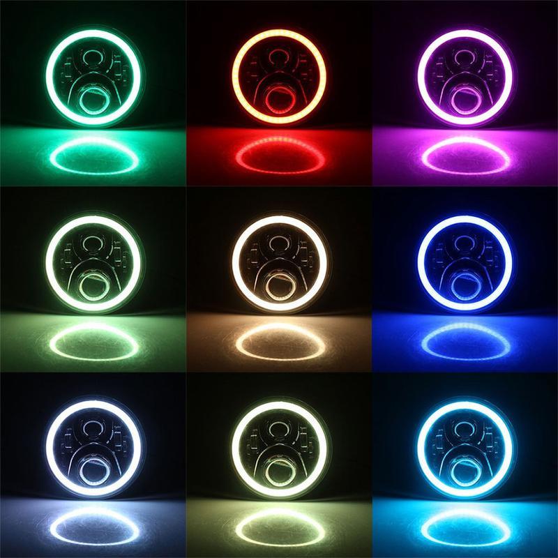 7 Inch LED RGB Headlight With Halo DRL + 9" Headlight Bracket + LED Halo Fog Light for 2018+ Jeep Wrangler JL And Jeep Gladiator JT