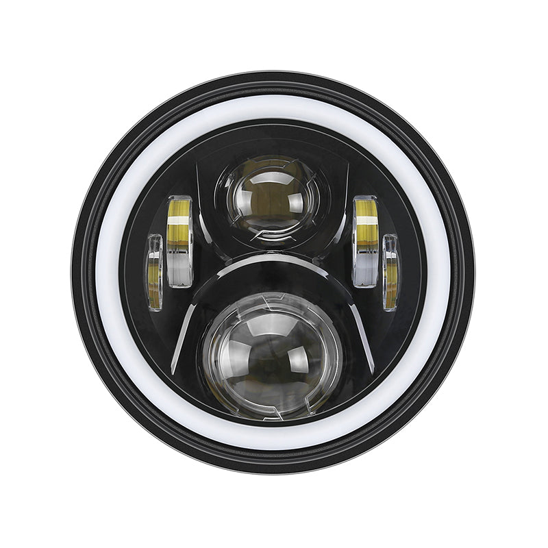 LED RGB Color Changing Halo Headlight with Amber Turn Signal + Fog Light Kit Combo For 2007-2018 Jeep Wrangler JK - LED Factory Mart