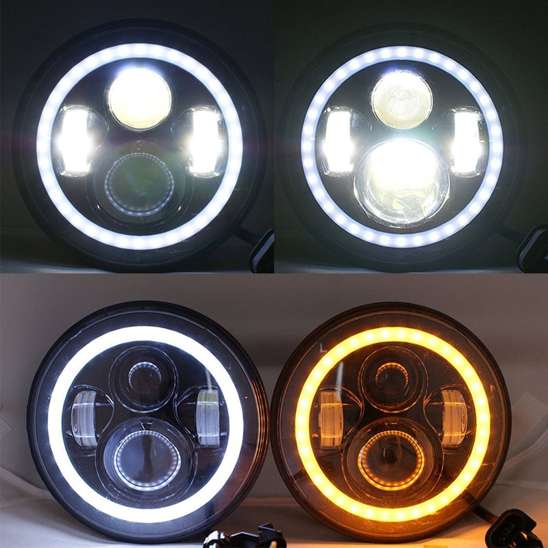 7 inch 80W Jeep Headlights With Angel Eyes & 4'' 30W Cree LED Halo Fog Light - LED Factory Mart