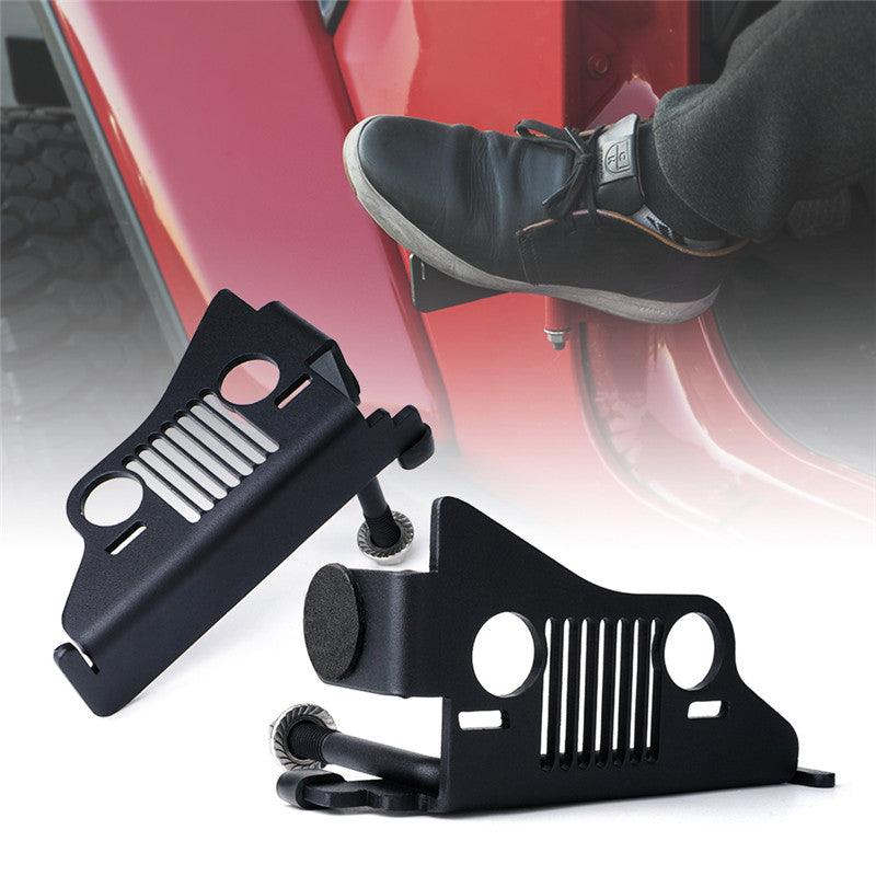 Front Foot Pegs with Jeep Face for 2018+ Jeep Wrangler JL