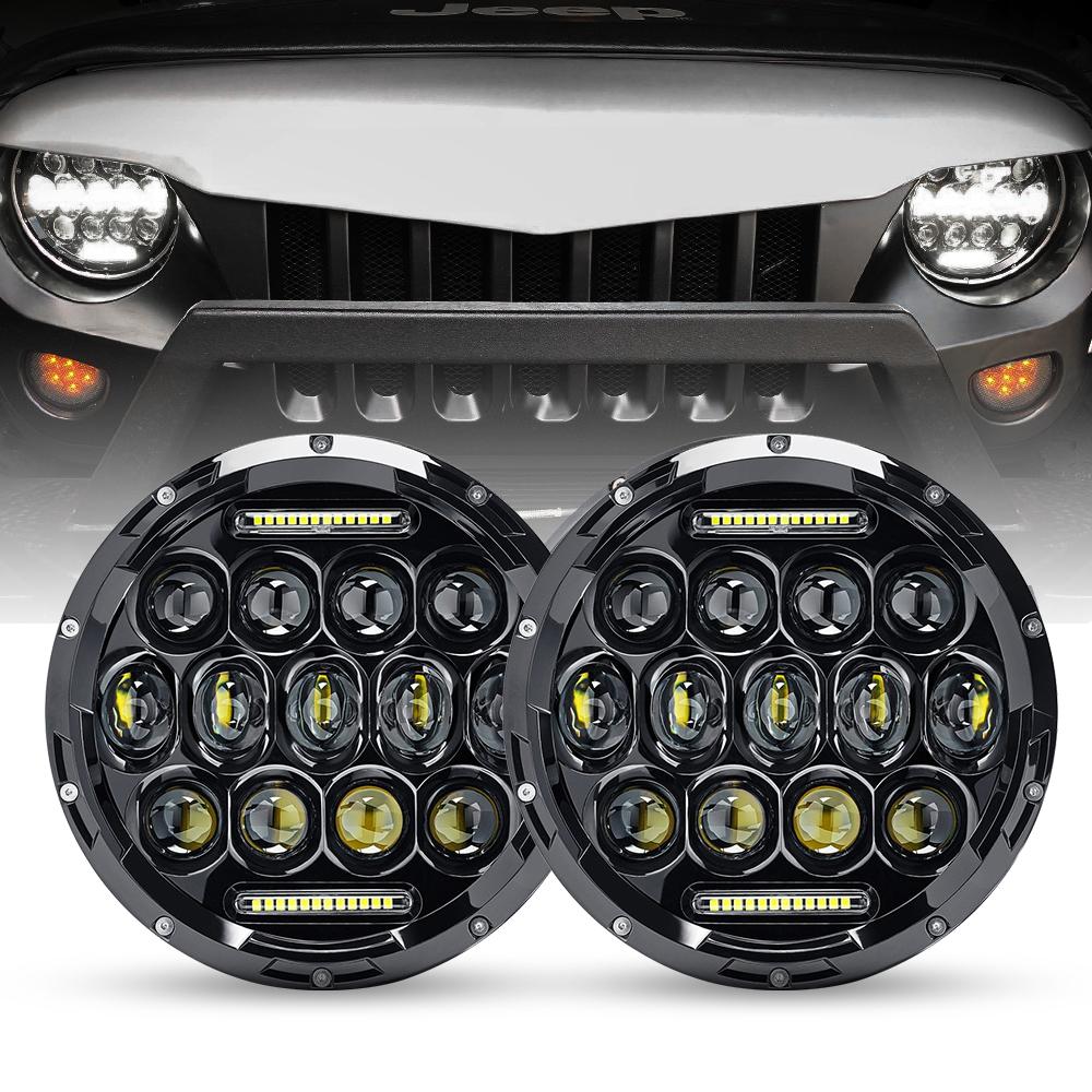 7" 75W LED Headlight DRL & Smoked LED Tail Lights for Jeep Wrangler JK