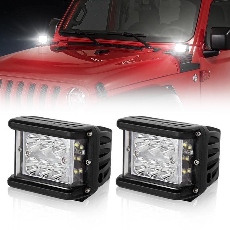 2 Pcs Flood Beam LED Work Light Pod For Car