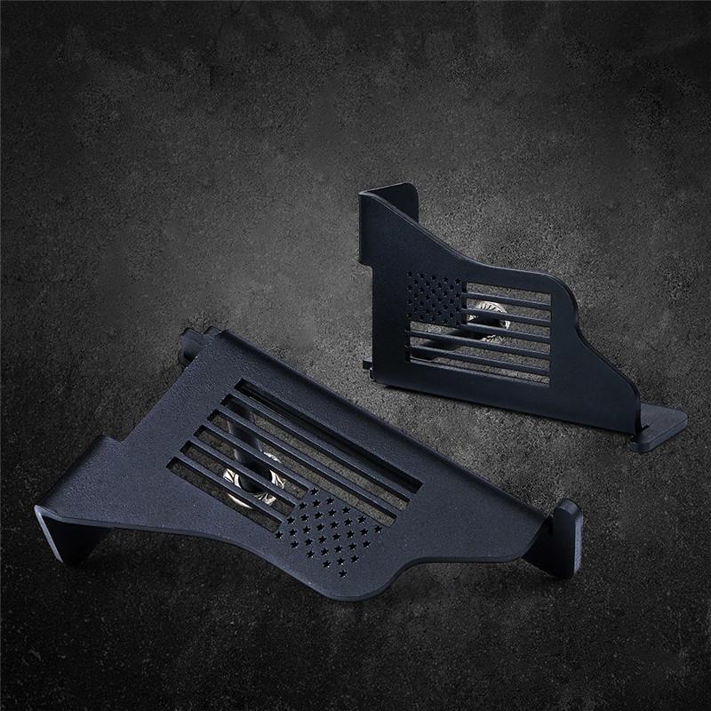 2007-2018 Jeep Wrangler JK Black Front Foot Pegs With U.S. Flag
