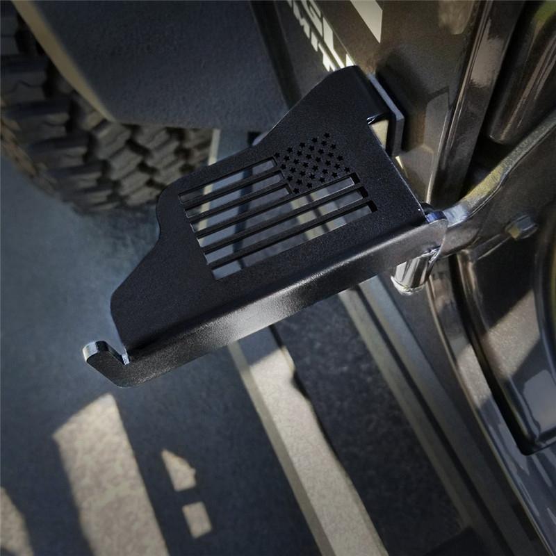2007-2018 Jeep Wrangler JK Black Front Foot Pegs With U.S. Flag