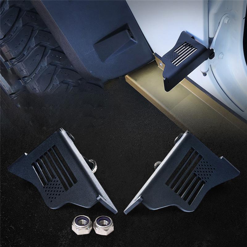 2007-2018 Jeep Wrangler JK Black Front Foot Pegs With U.S. Flag