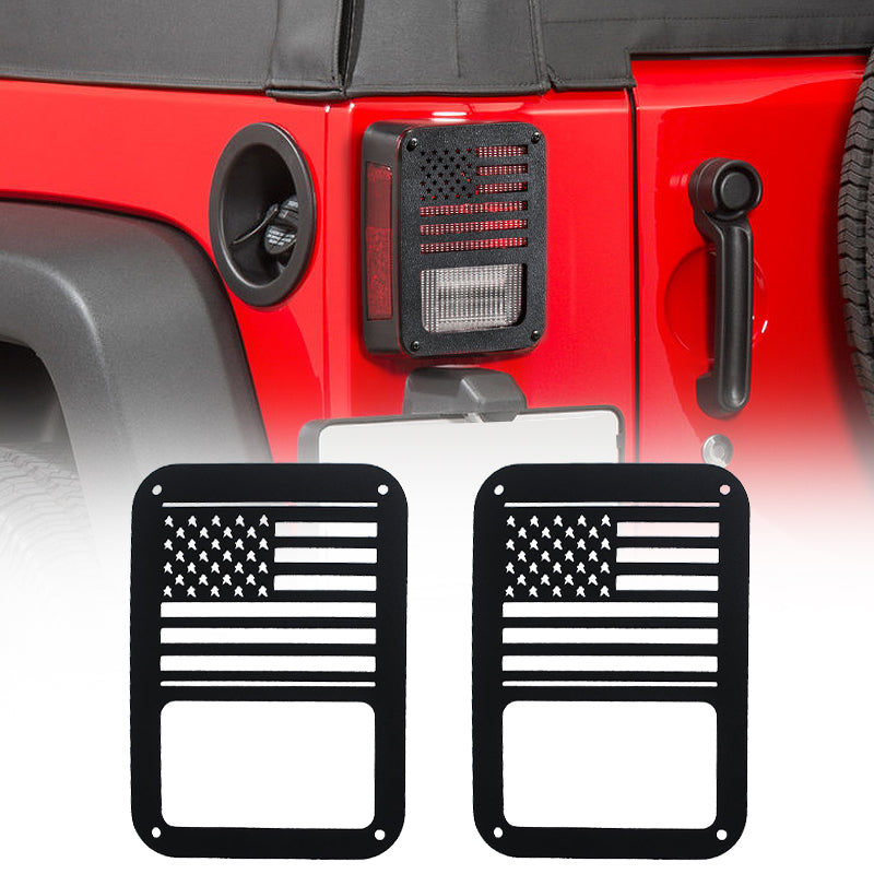 US Flag Tail Light Guard Covers For Jeep Wrangler JK 07+