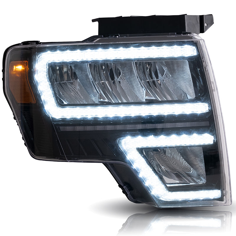 Reflective Bowl LED Headlights With DRL For Ford F150 Pickup 2009-2014