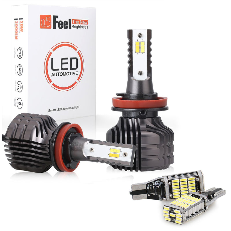 LED Car Headlights Hi/Lo Beam & T10 LED Back Light Bulbs