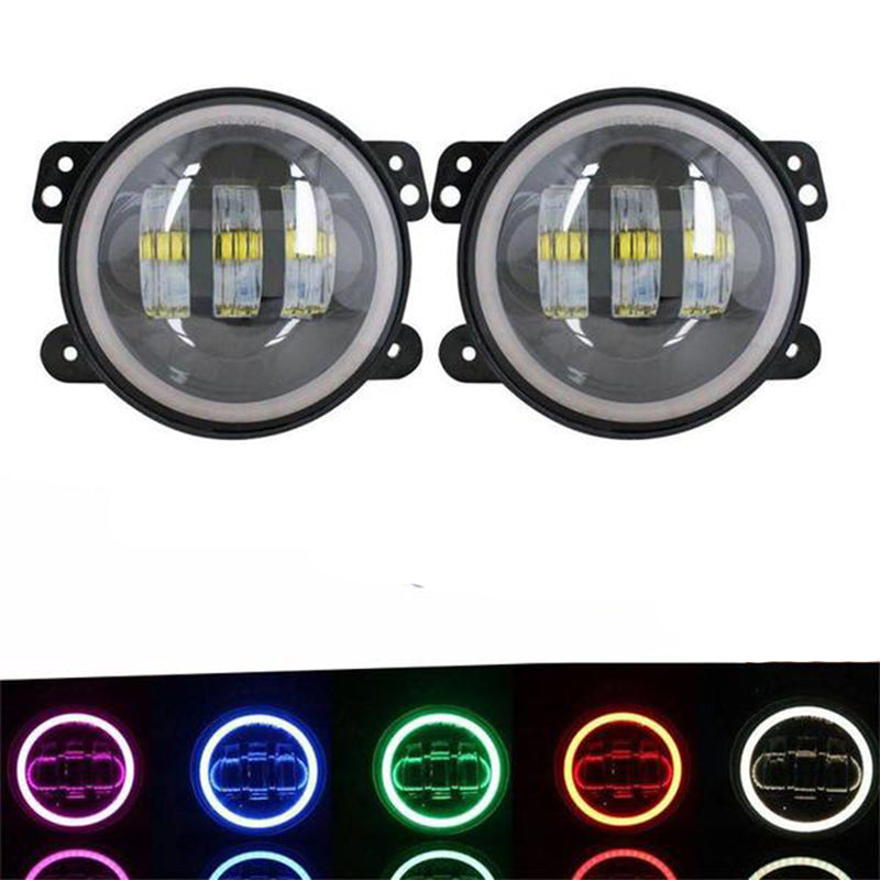 7inch RGB LED Headlights + 4inch LED Fog Light RGB Halos for Jeep Wrangler - LED Factory Mart