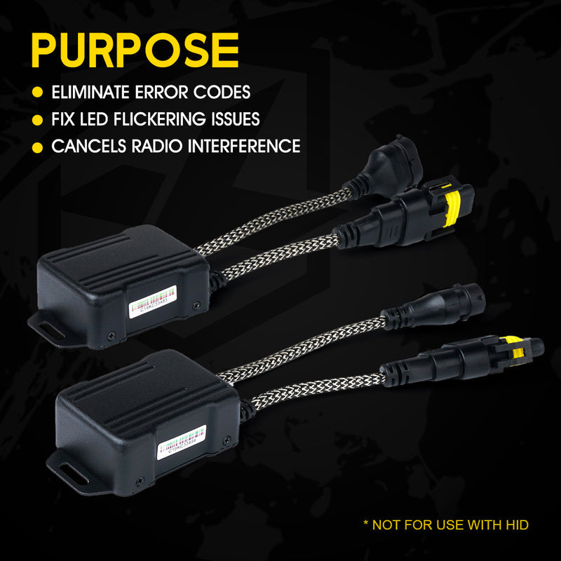 LED Headlight Canbus Anti-Flicker Resistor Decoder for H8 H9 H11 (1 Pair)