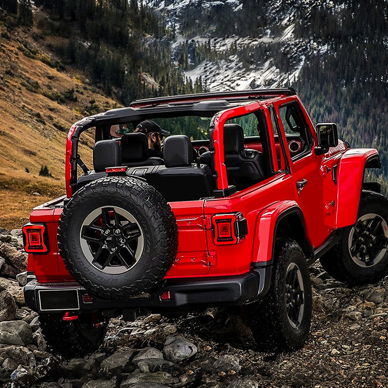 Brilliant LED Taillights with Red Lens For 2018-Later Jeep Wrangler JL JLU