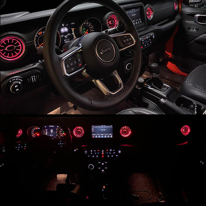 Turbo Air AC Vent W/ LED Ambient Atmosphere Lights for 2011-2018 Jeep Wrangler JK