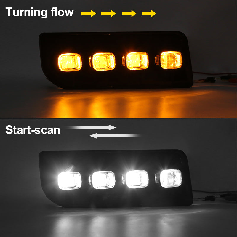 LED DRL + Sequential Turn Signal Combo For 2016-2018 Hyundai Elantra - Pair, Black Housing