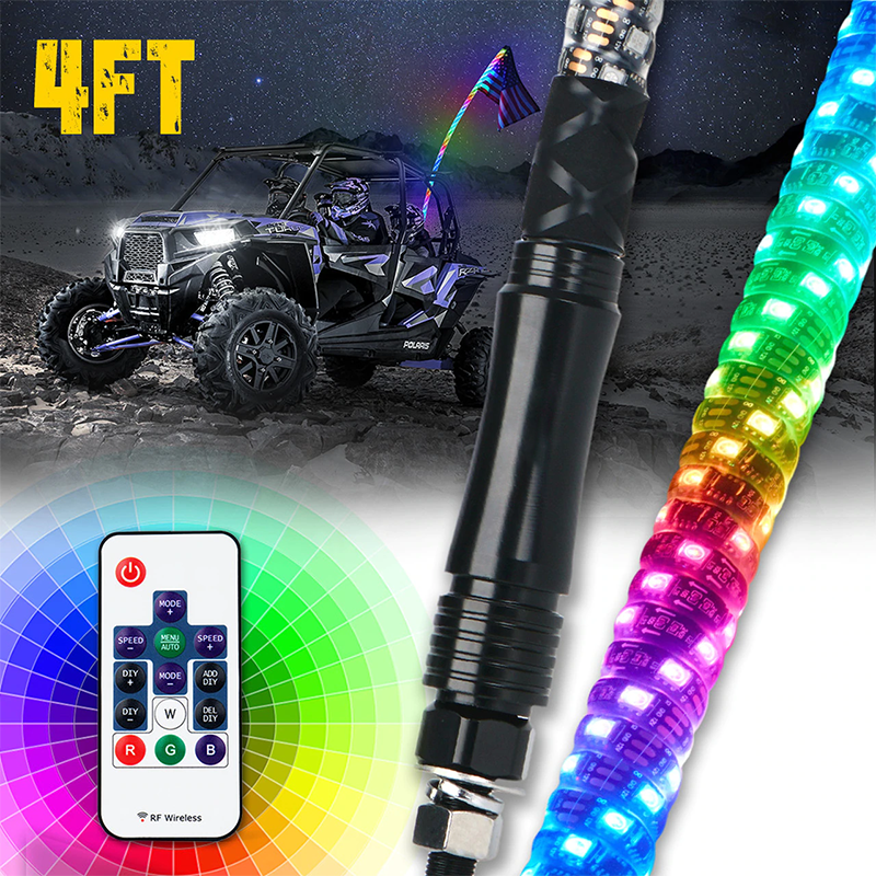 LED RBG Whip Lights With USA Flag