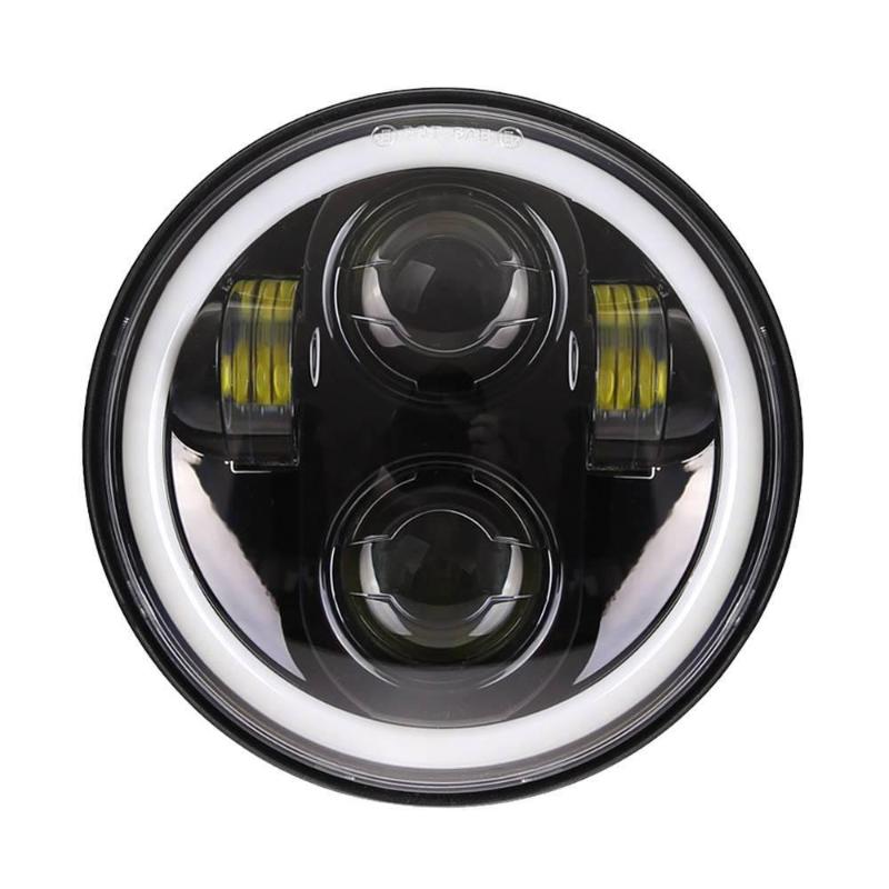 5-3/4 LED Headlight With DRL White Halo Angel Eyes