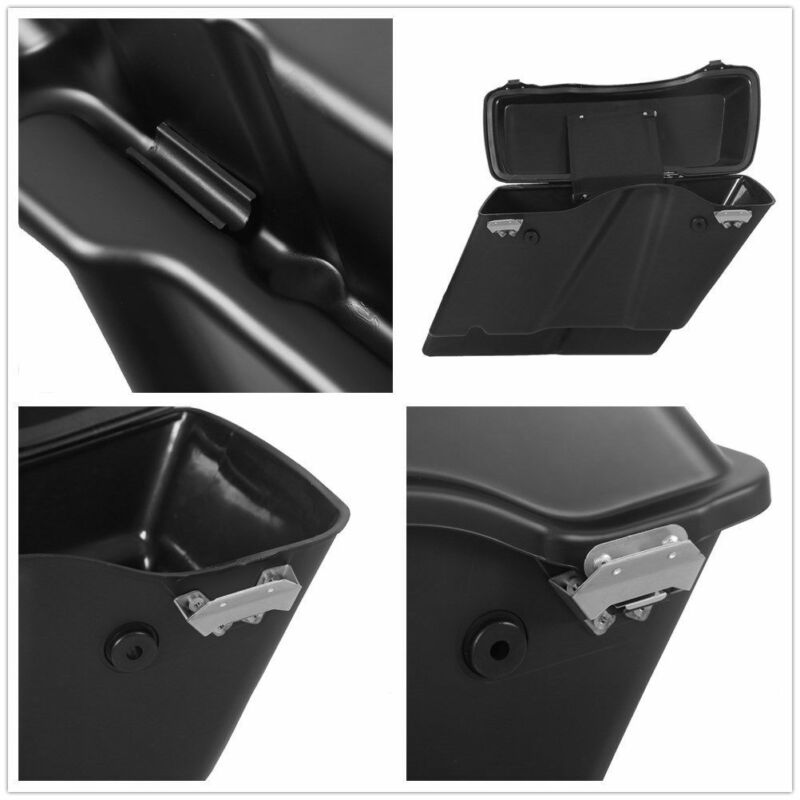 5" Stretched Extended Hard Motorcycle Saddlebags For Harley Street Glide Road King 1993-13 Matt Black