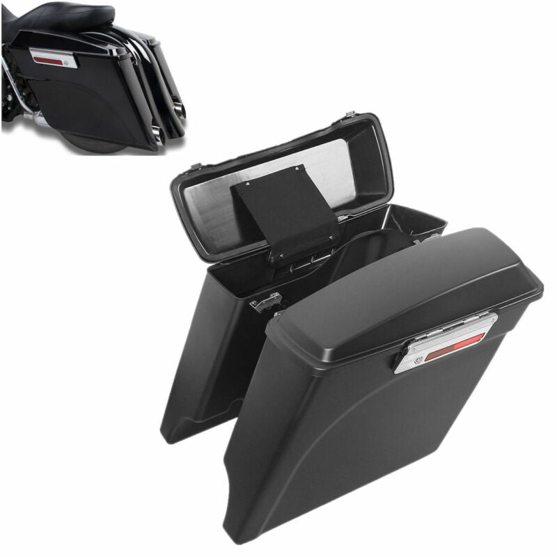 5" Stretched Extended Hard Motorcycle Saddlebags For Harley Street Glide Road King 1993-13 Matt Black