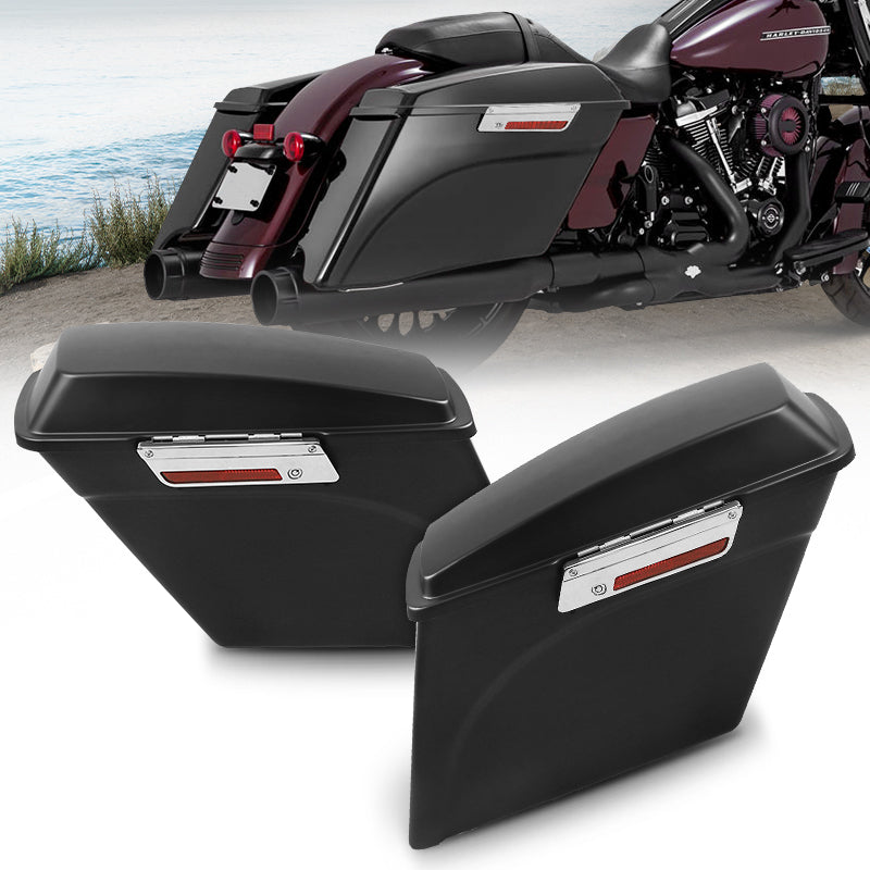 USA ONLY 5" Matte Black Hard Motorcycle Saddlebags For Harley Davidson 1993-2013