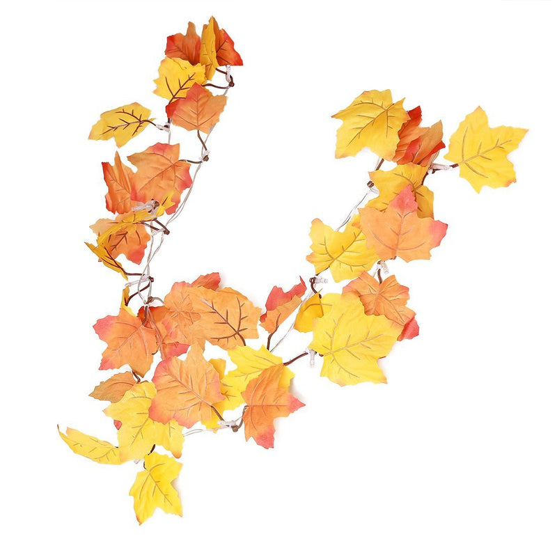 Fall Leaves Garland String with Lights Set Halloween Decor